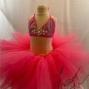 Handmade Fancy By Francesca Watson girls tutu halter pageant dress hot pink